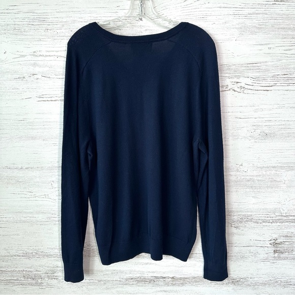BANANA REPUBLIC X BARUFFA Italian Merino Wool Easy Care V Neck Sweater Navy L - Picture 4 of 5